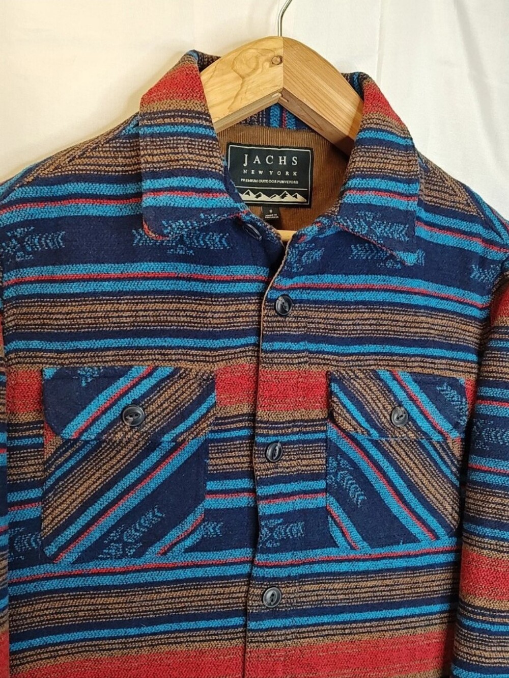 Jachs Adult Sm Wool Shacket Southwest Shirt Flap Jacket Corduroy Trim Western